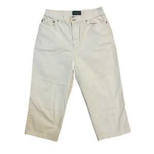 White Cotton High Rise Ankle Pants Size 8 Ralph Lauren 🤍